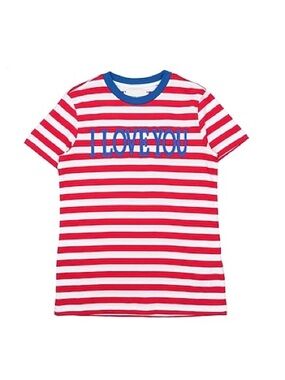 Alberta Ferretti NWOT Red & White Striped Tee with Blue 'I LOVE YOU' sz12